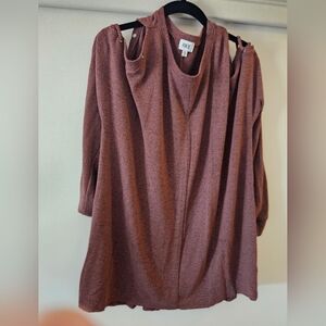 BKE V-Neck Brown Sweater Soft Knit Relaxed Fit